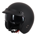Stealth Open Face Helmet With Peak - Matt Black