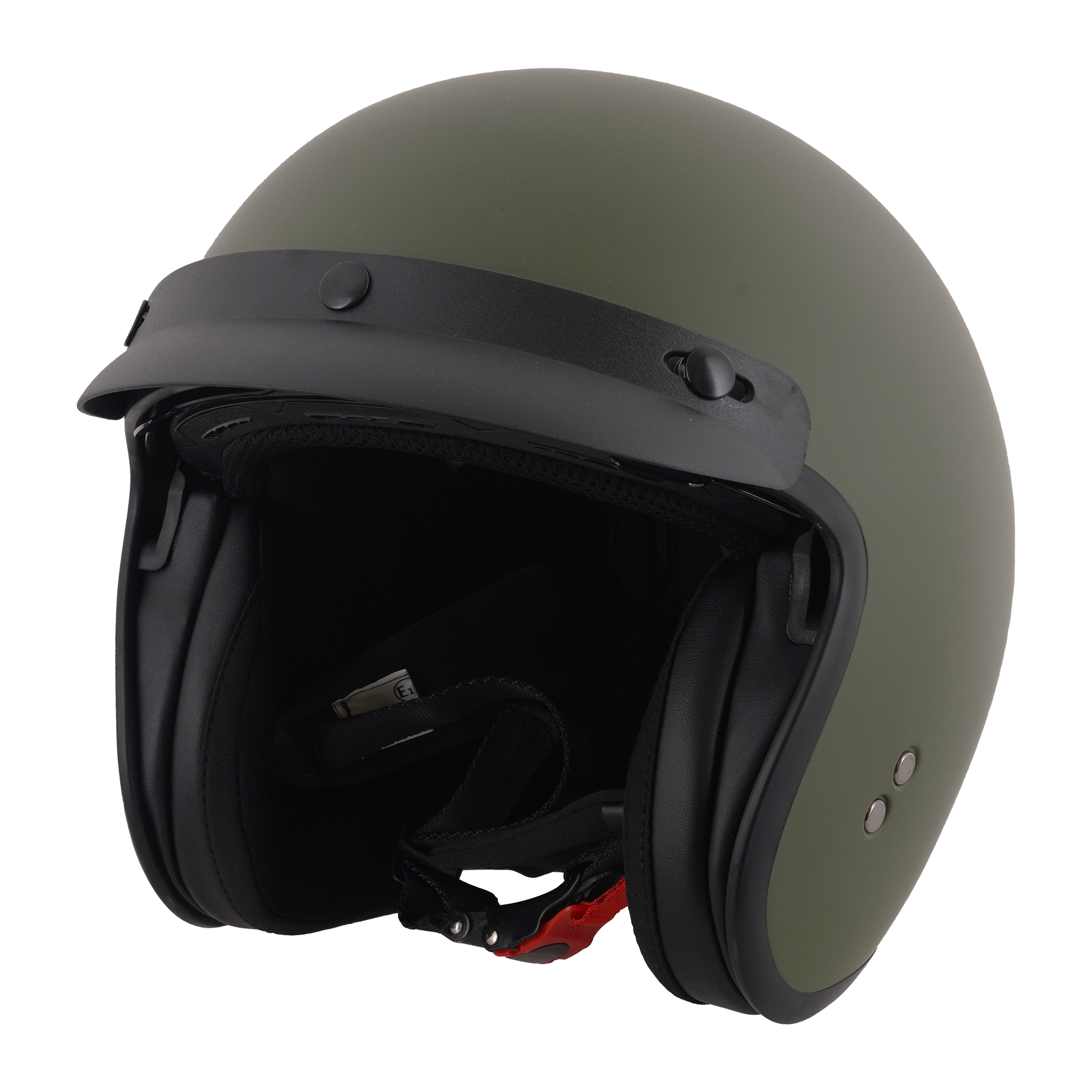 Stealth Open Face Helmet With Peak - Matt Green