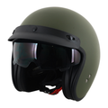 Stealth Open Face Helmet With Peak - Matt Green