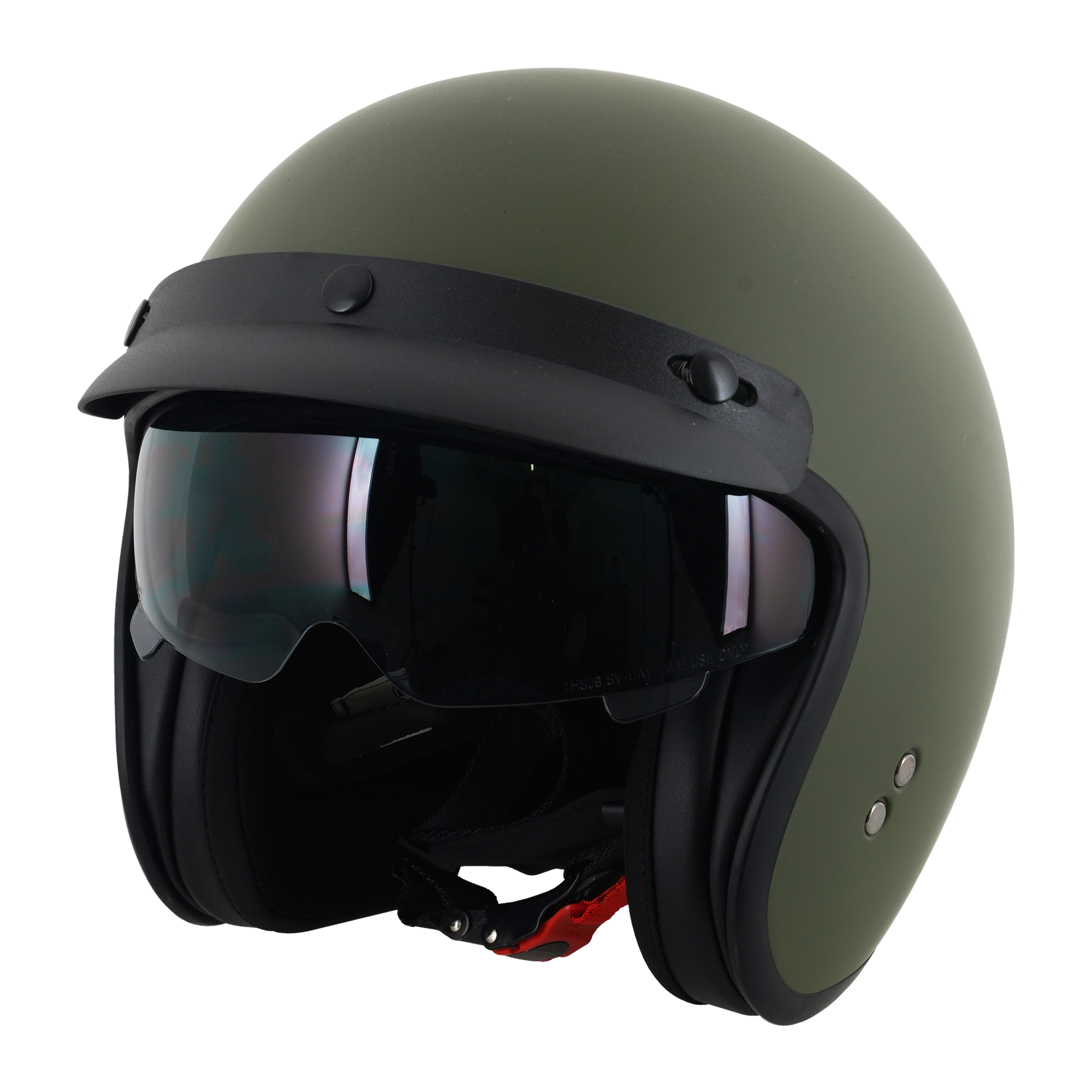 Stealth Open Face Helmet With Peak - Matt Green