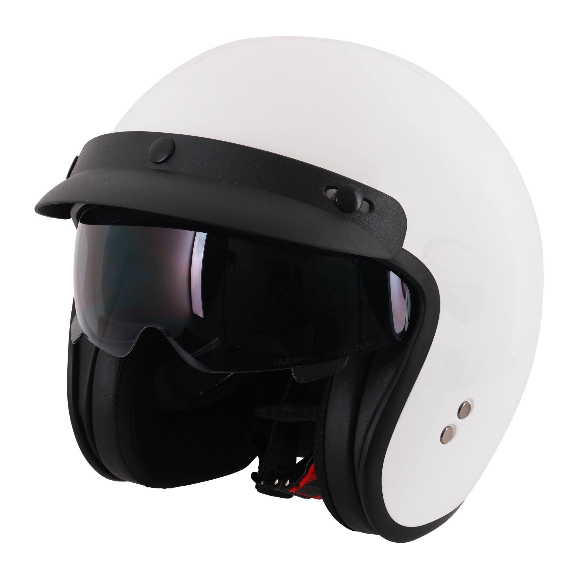 Stealth Open Face Helmet With Peak - Gloss White