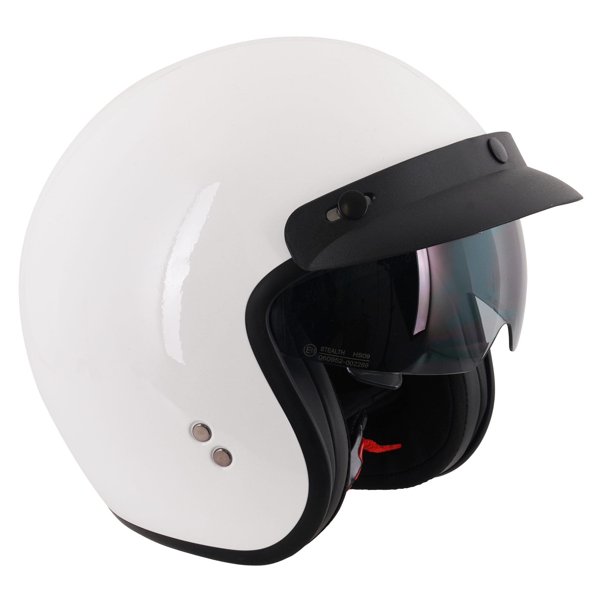 Stealth Open Face Helmet With Peak - Gloss White