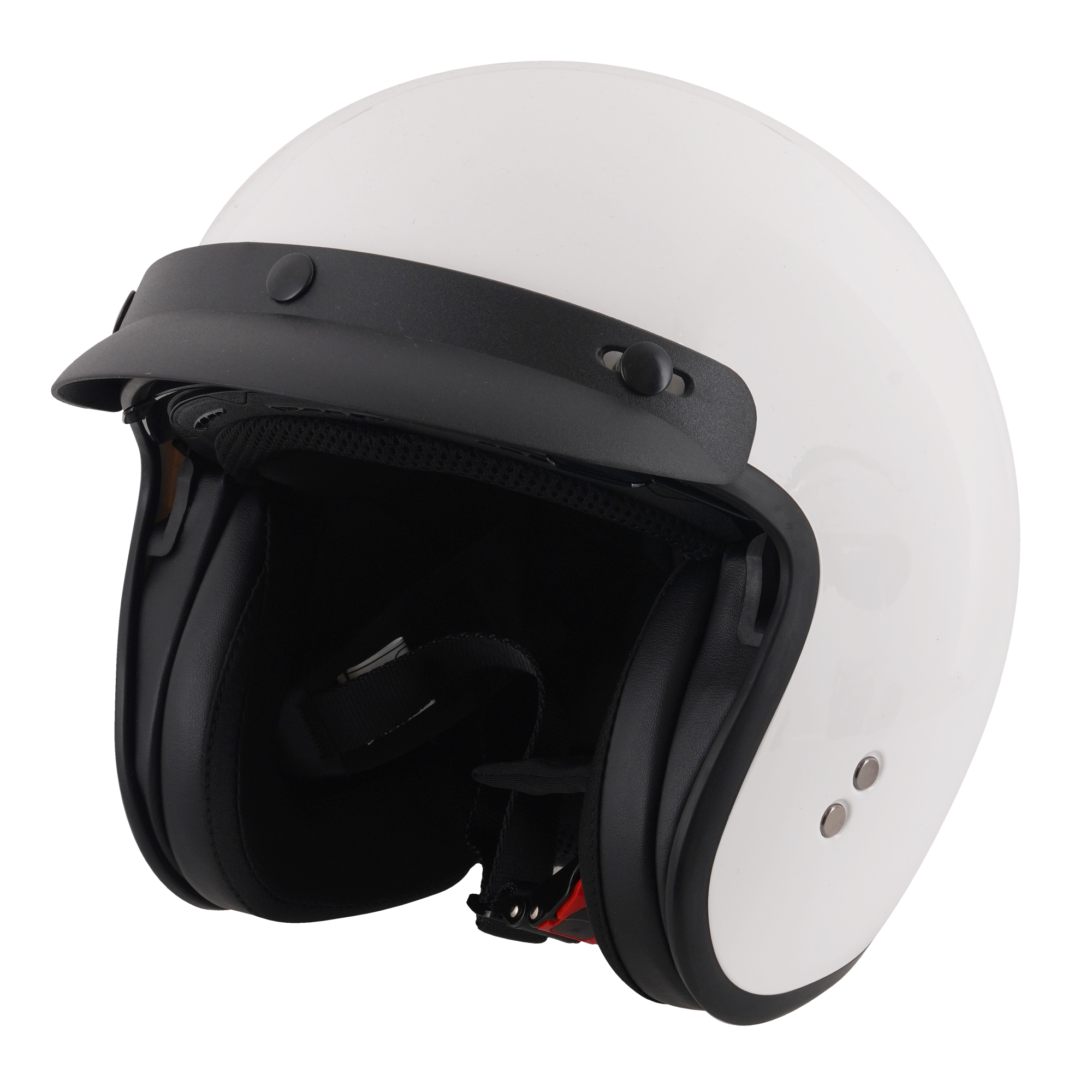 Stealth Open Face Helmet With Peak - Gloss White