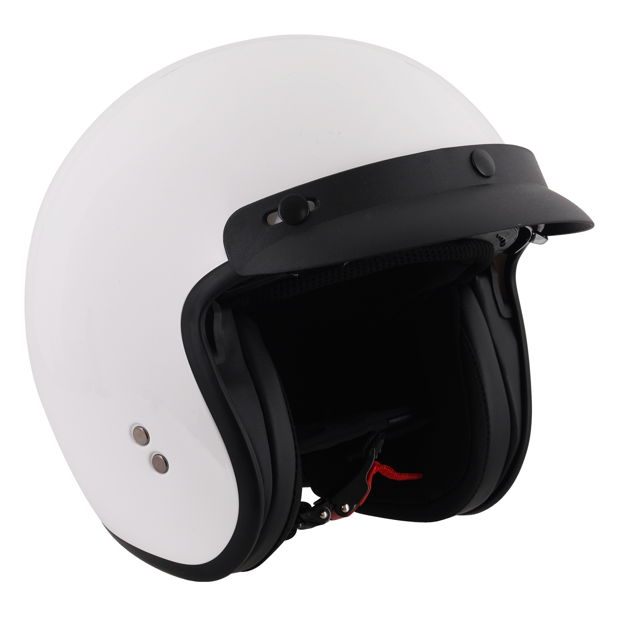 Stealth Open Face Helmet With Peak - Gloss White