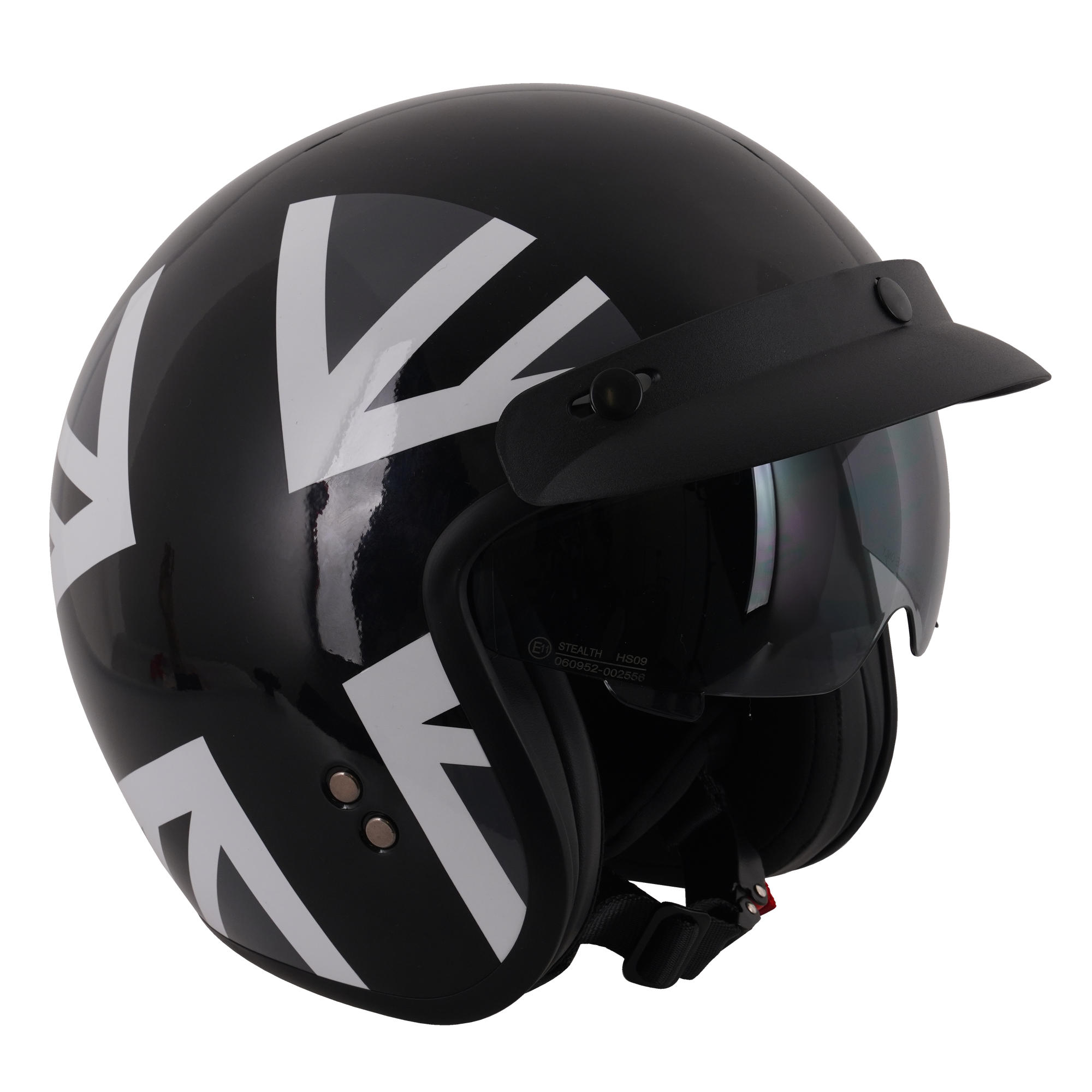 Stealth Open Face Helmet With Peak - Mono Jack