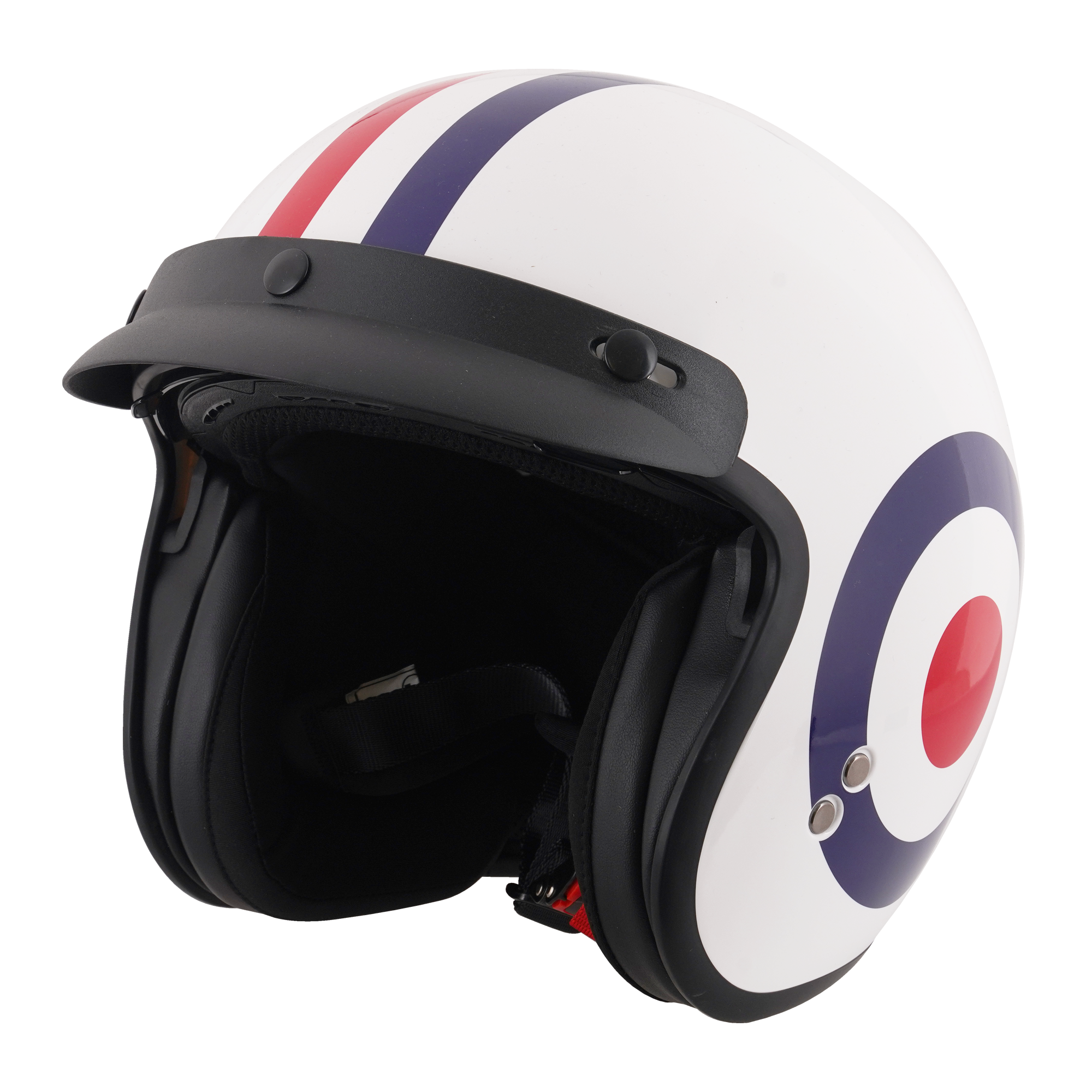 Stealth Open Face Helmet With Peak - Roundel