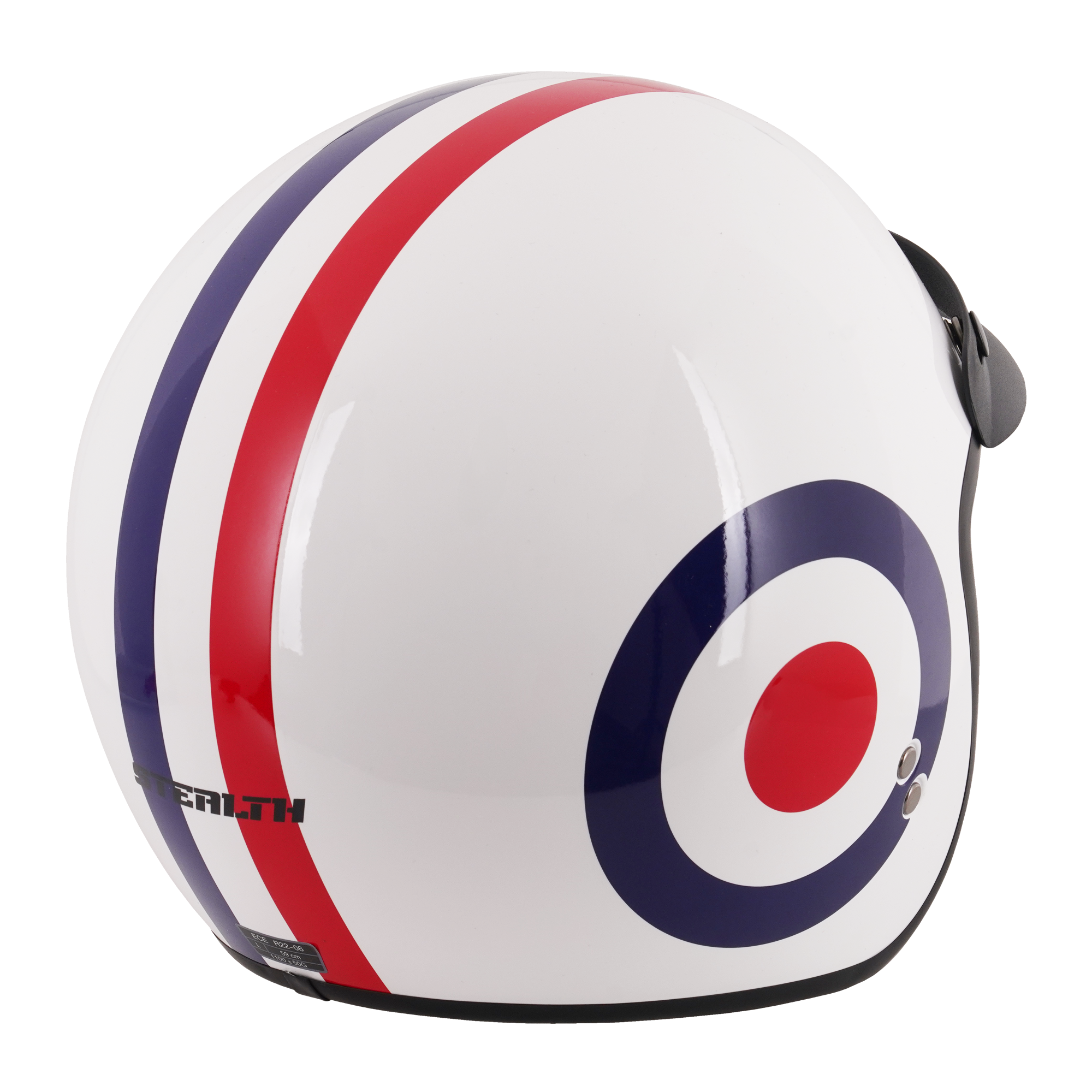 Stealth Open Face Helmet With Peak - Roundel