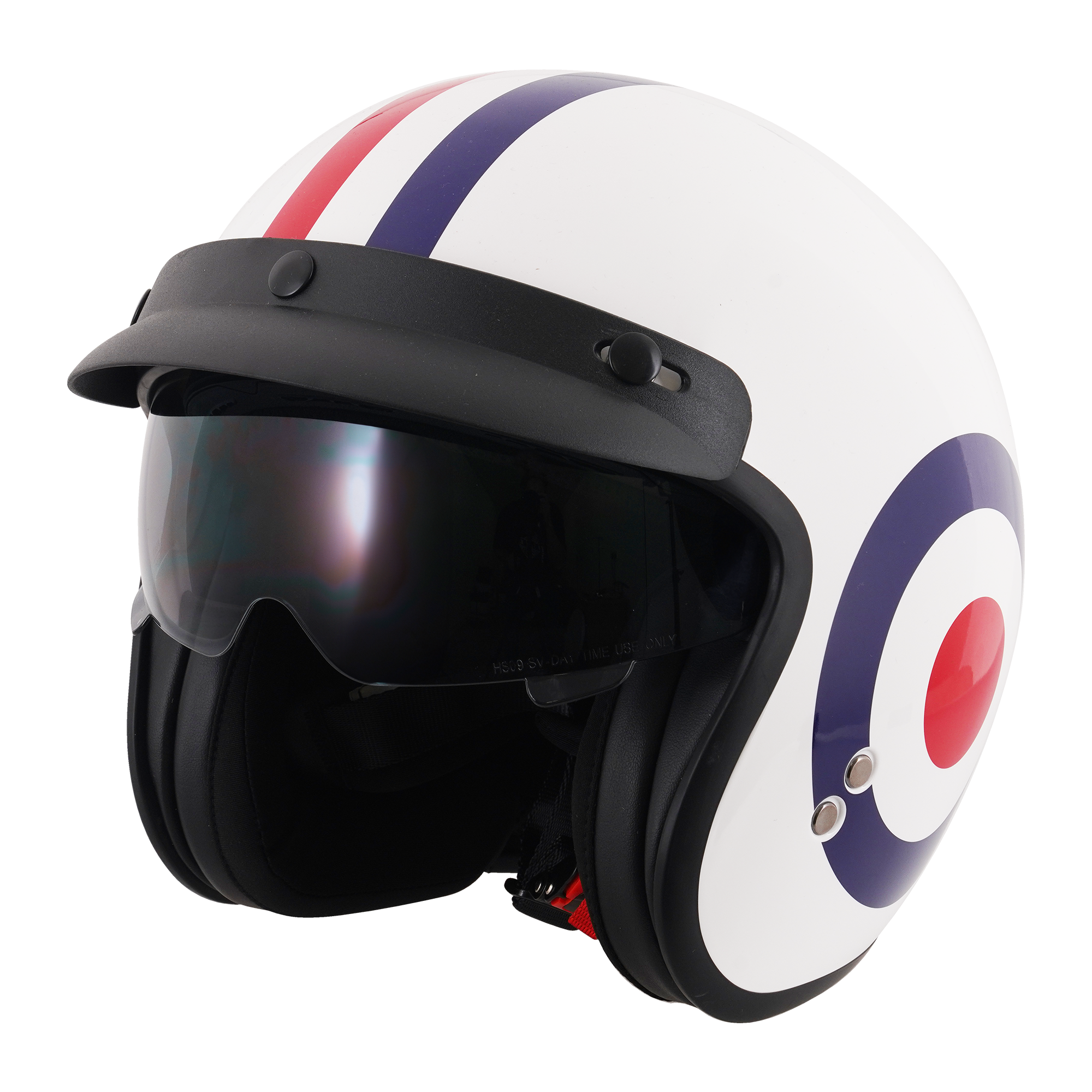 Stealth Open Face Helmet With Peak - Roundel