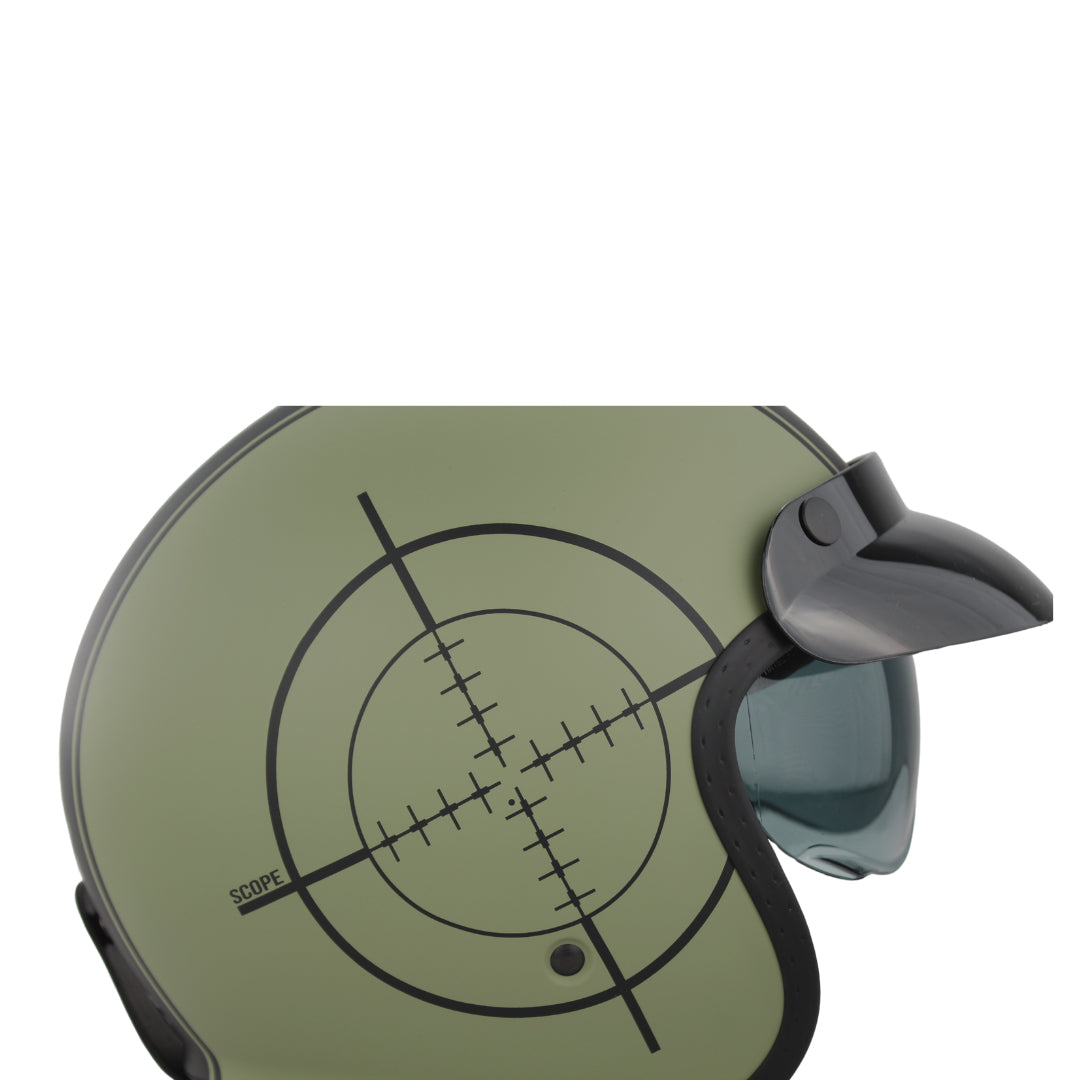 Viper RSV06+ Open Face Motorcycle Helmet Scope Green